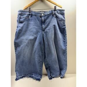 Ava & Viv Women’s High Rise Cropped Wide Leg Blue Jeans Sz 22 Denim Plus Size